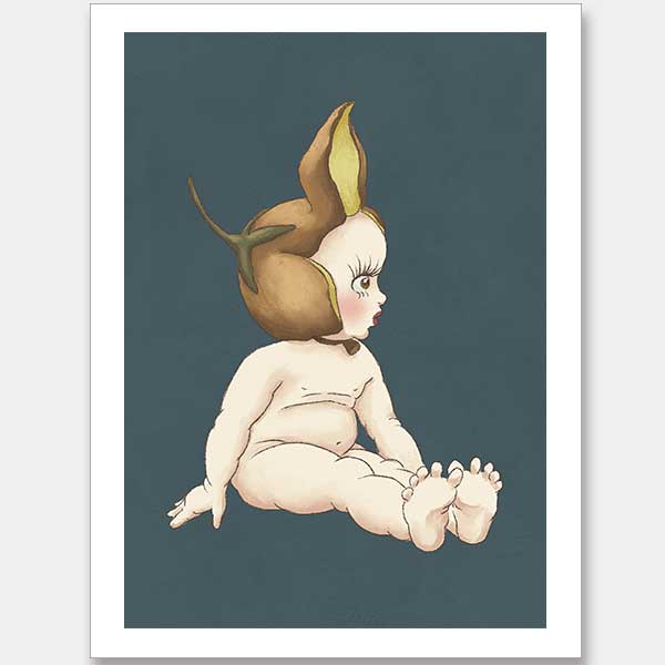 Boronia Baby II Dark Blue Unframed Art Print