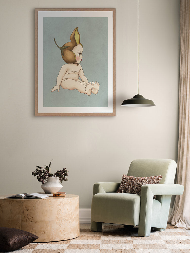 Boronia Baby II Light Blue Framed Art Print | Lifestyle