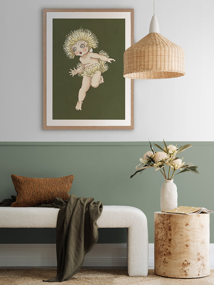 Gum Blossom Baby I Dark Green Framed Art Print | Lifestyle