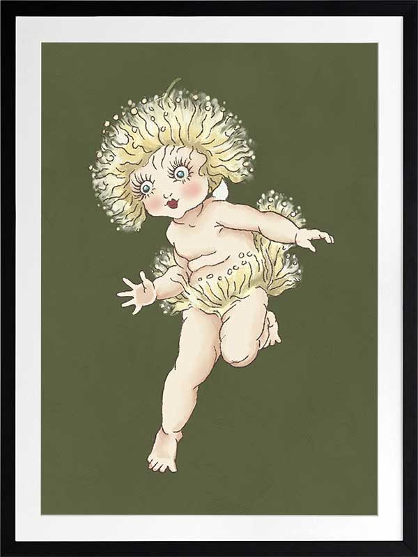 Gum Blossom Baby I Dark Green Framed Art Print