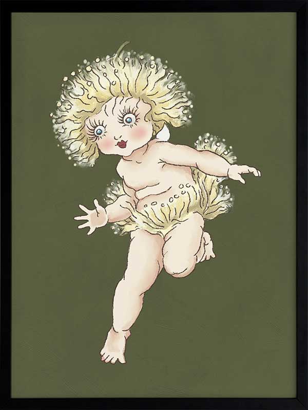 Gum Blossom Baby I Dark Green Framed Art Print