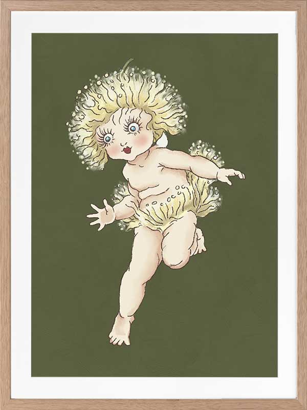 Gum Blossom Baby I Dark Green Framed Art Print