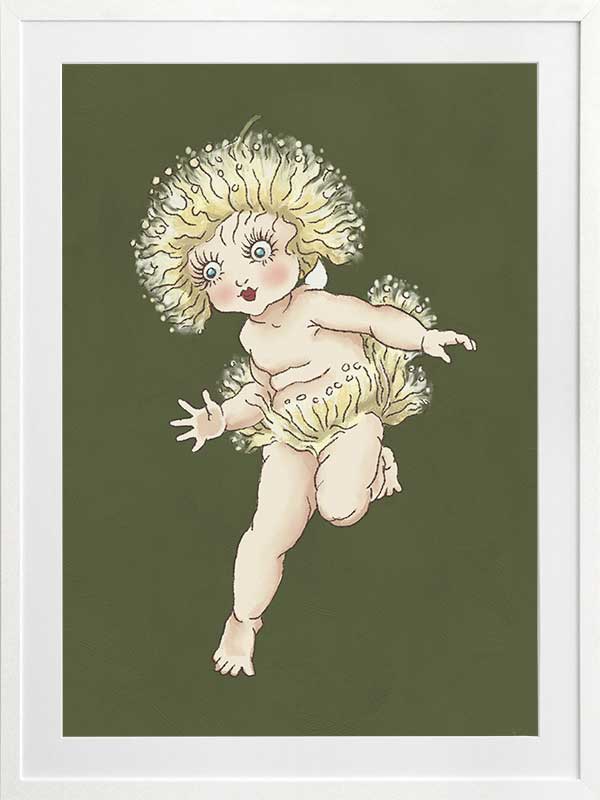 Gum Blossom Baby I Dark Green Framed Art Print
