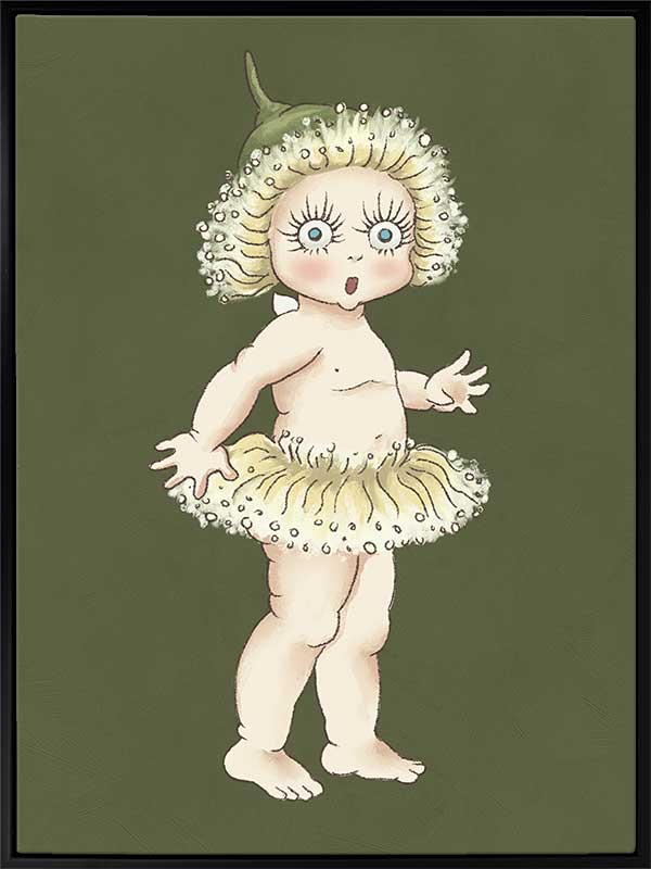 Gum Blossom Baby II Dark Green Canvas Art Print