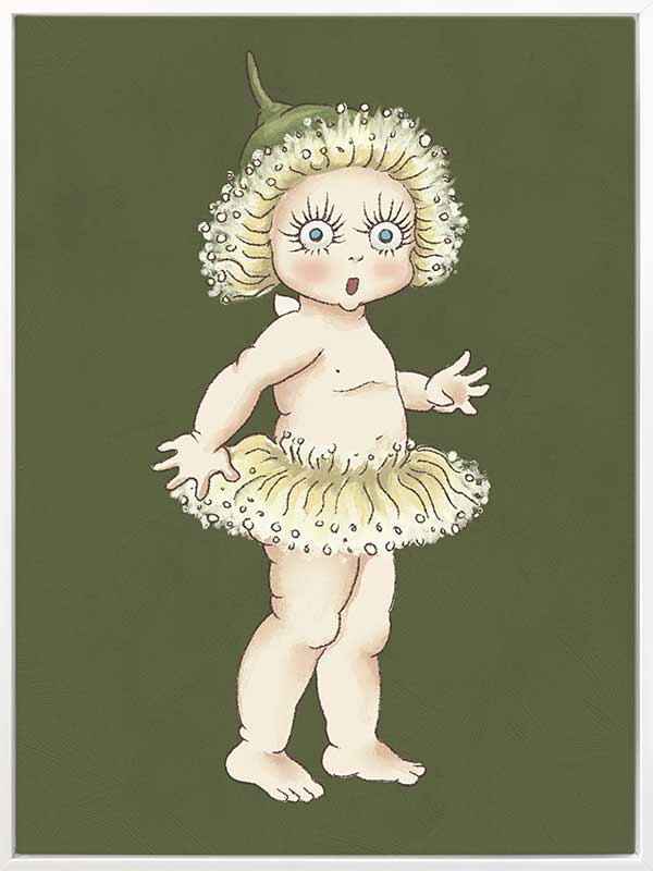 Gum Blossom Baby II Dark Green Canvas Art Print