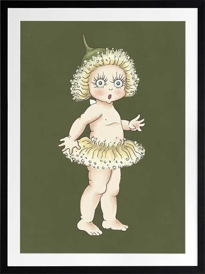 Gum Blossom Baby II Dark Green Framed Art Print