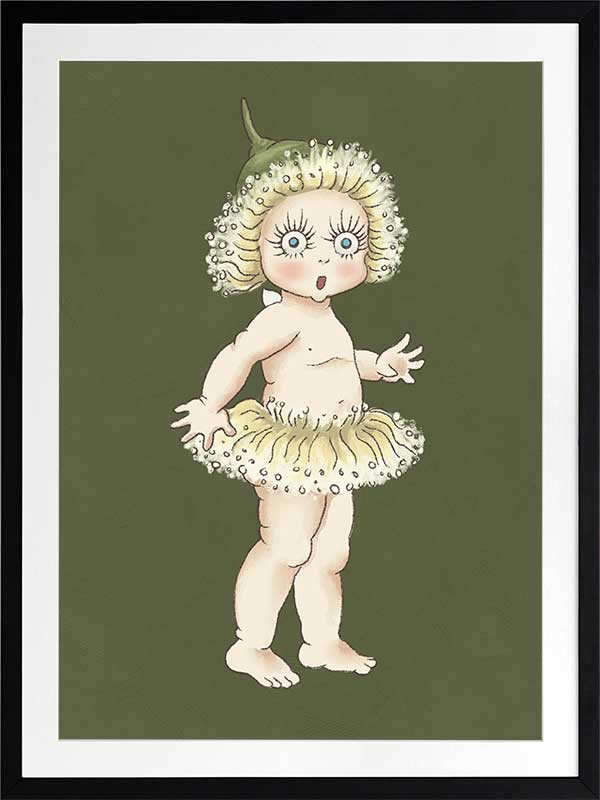 Gum Blossom Baby II Dark Green Framed Art Print