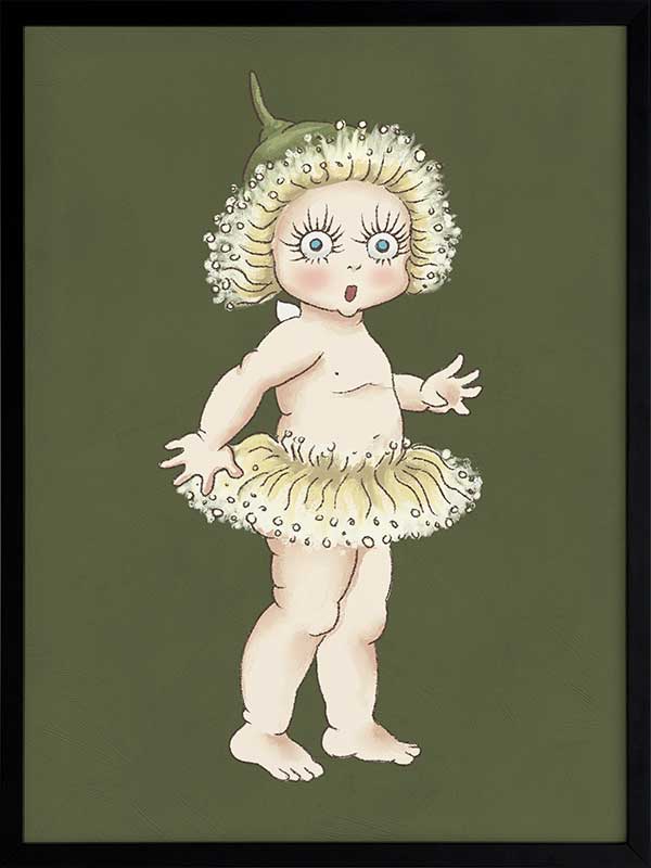 Gum Blossom Baby II Dark Green Framed Art Print