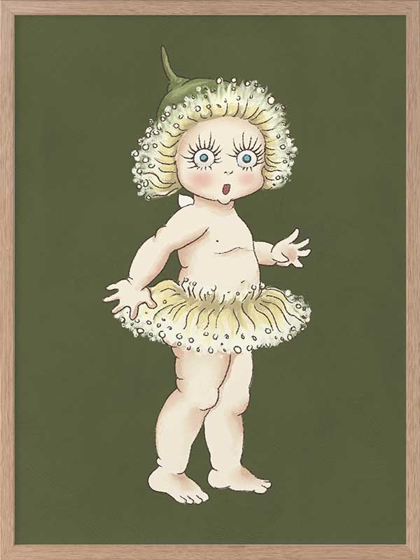 Gum Blossom Baby II Dark Green Framed Art Print
