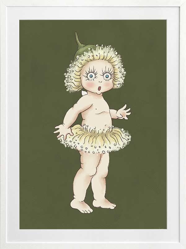 Gum Blossom Baby II Dark Green Framed Art Print