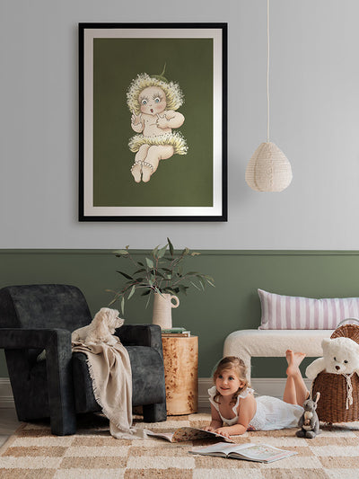 Gum Blossom Baby III Dark Green Framed Art Print | Lifestyle