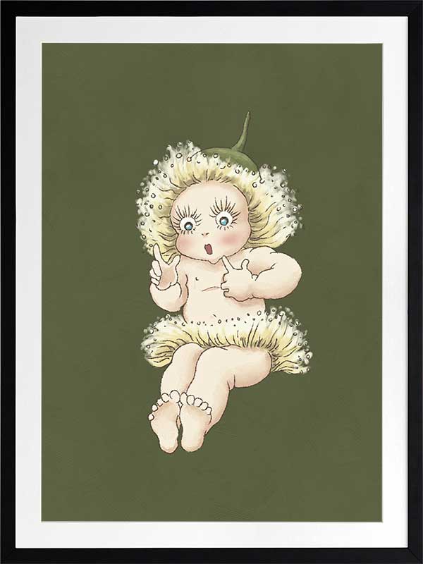 Gum Blossom Baby III Dark Green Framed Art Print