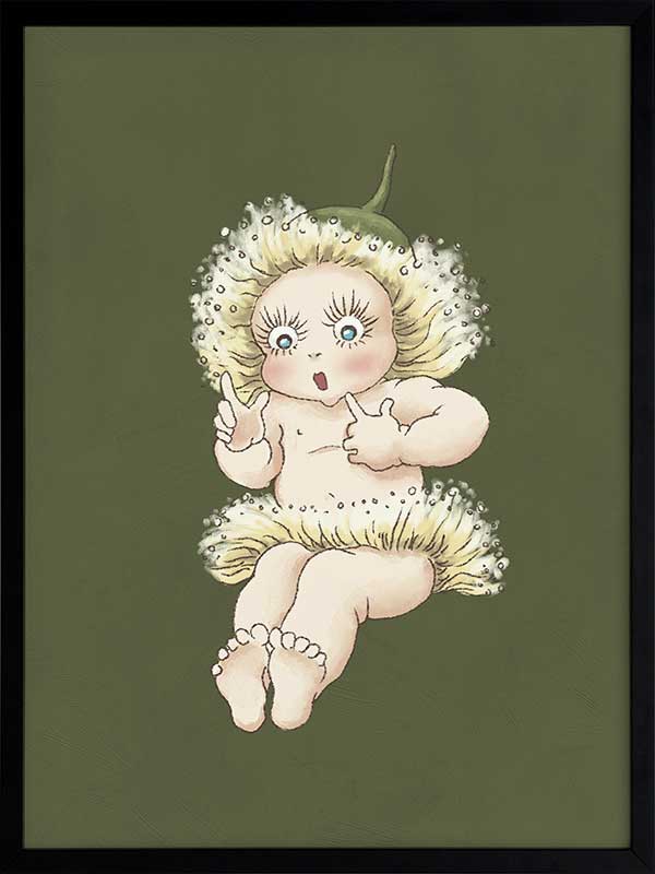 Gum Blossom Baby III Dark Green Framed Art Print