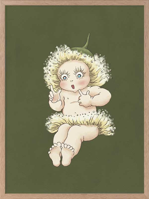 Gum Blossom Baby III Dark Green Framed Art Print