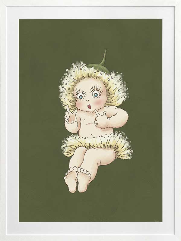 Gum Blossom Baby III Dark Green Framed Art Print