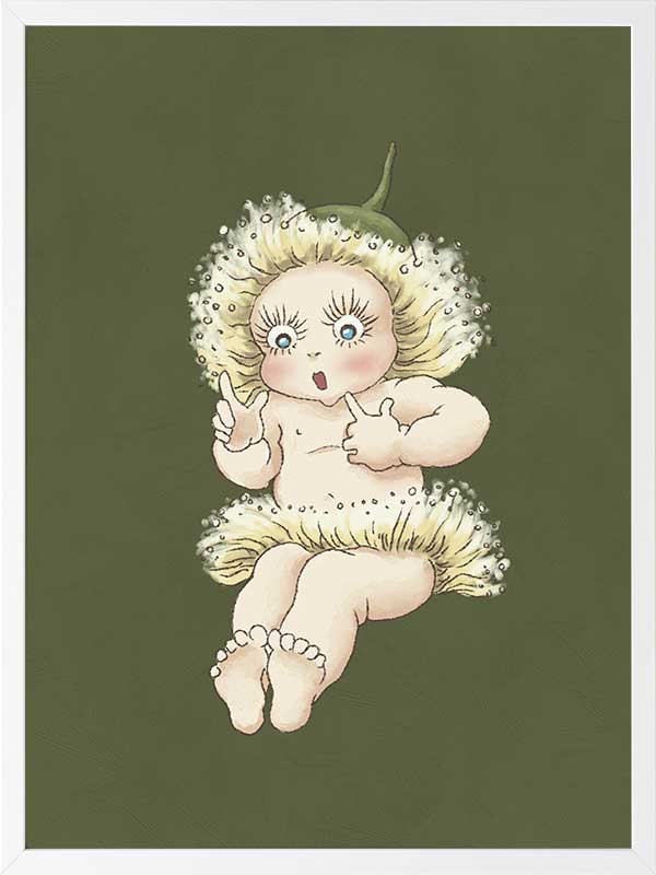 Gum Blossom Baby III Dark Green Framed Art Print