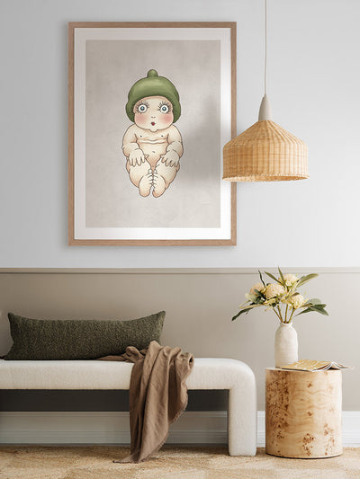 Gumnut Baby I Grey Framed Art Print | Lifestyle
