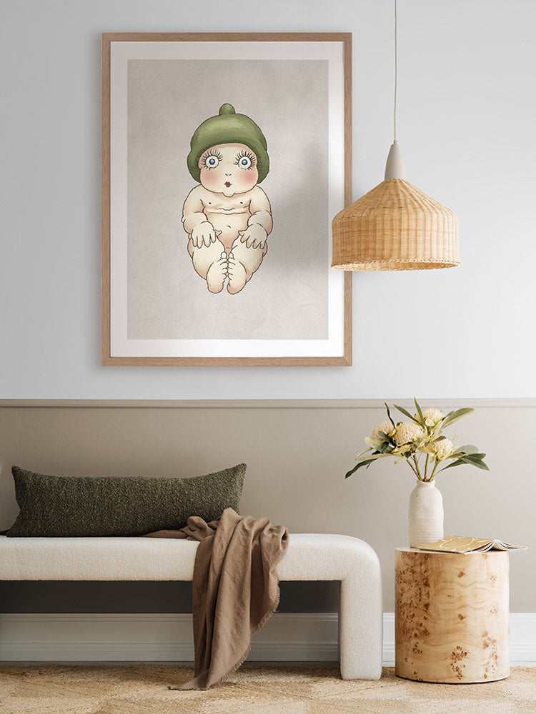 Gumnut Baby I Grey Framed Art Print | Lifestyle