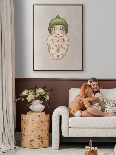 Gumnut Baby I Grey Canvas Art Print | Lifestyle