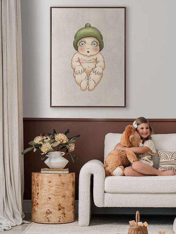 Gumnut Baby I Grey Canvas Art Print | Lifestyle