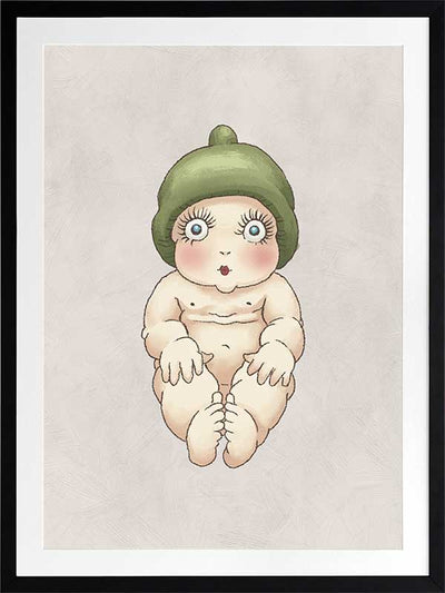Gumnut Baby I Grey Framed Art Print