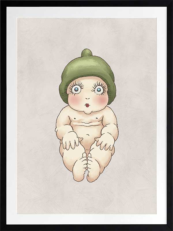 Gumnut Baby I Grey Framed Art Print