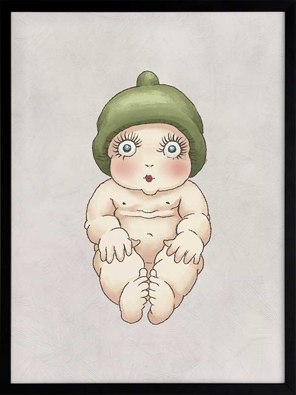 Gumnut Baby I Grey Framed Art Print