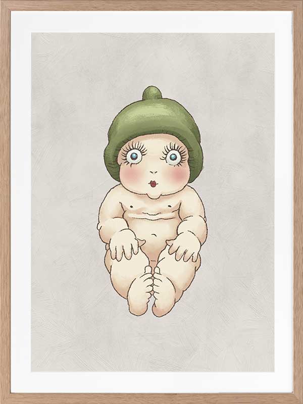 Gumnut Baby I Grey Framed Art Print
