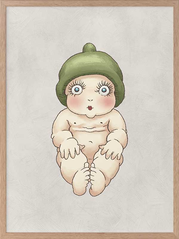 Gumnut Baby I Grey Framed Art Print