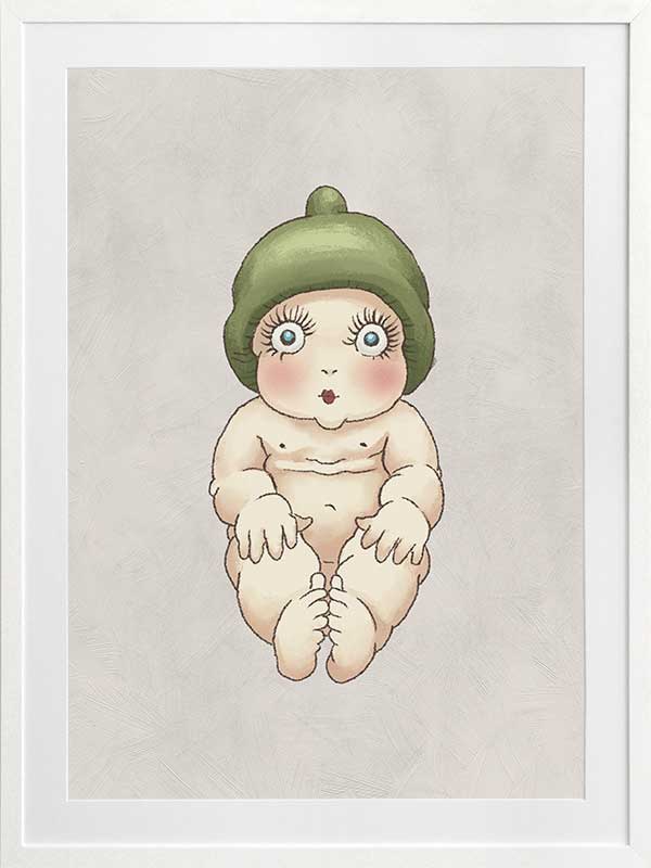 Gumnut Baby I Grey Framed Art Print