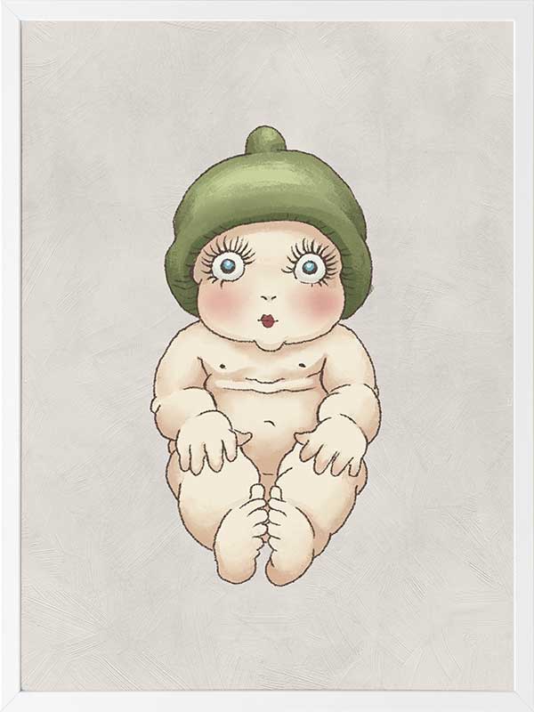 Gumnut Baby I Grey Framed Art Print