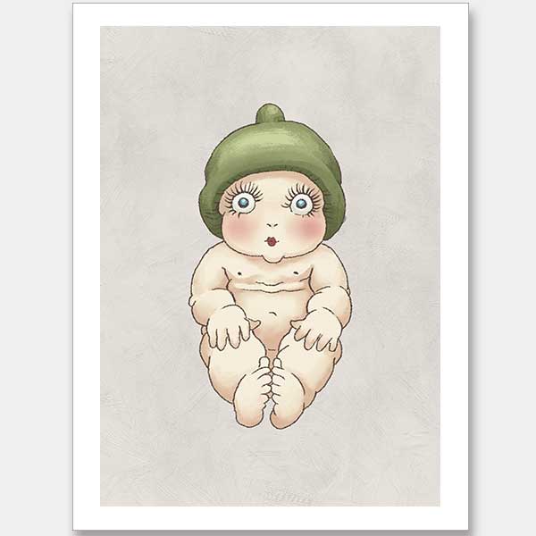 Gumnut Baby I Grey Unframed Art Print