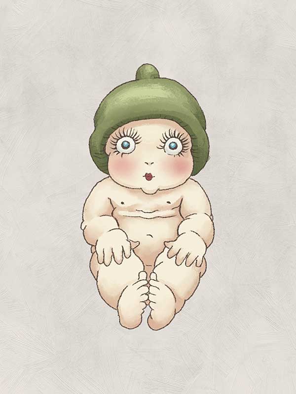 Gumnut Baby I Grey Canvas Art Print