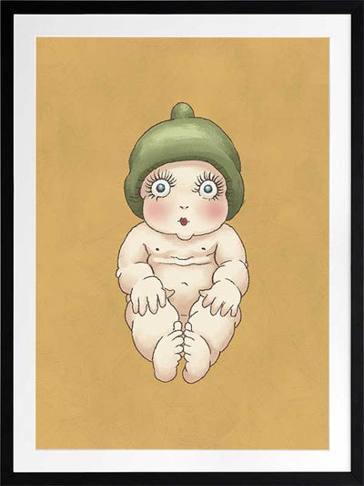 Gumnut Baby I Mustard Framed Art Print