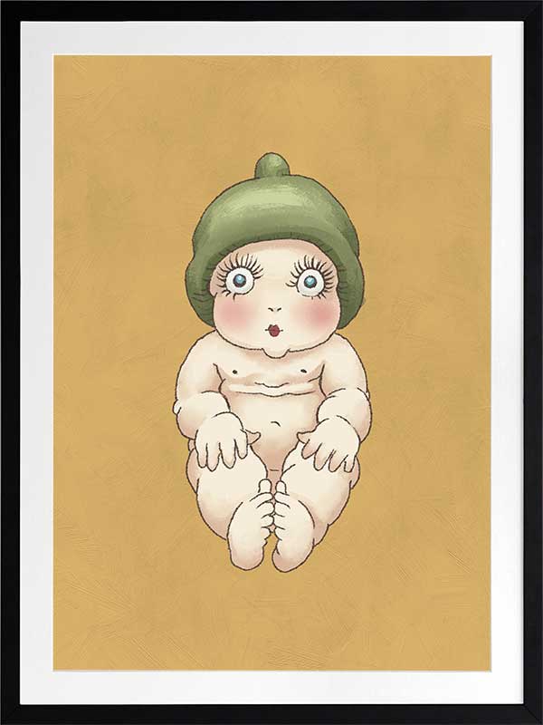 Gumnut Baby I Mustard Framed Art Print