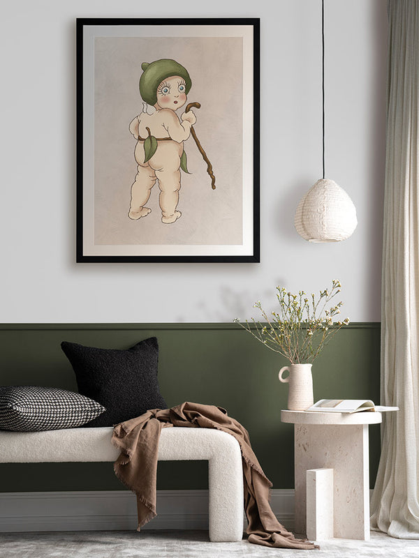 Gumnut Baby II Grey Framed Art Print | Lifestyle