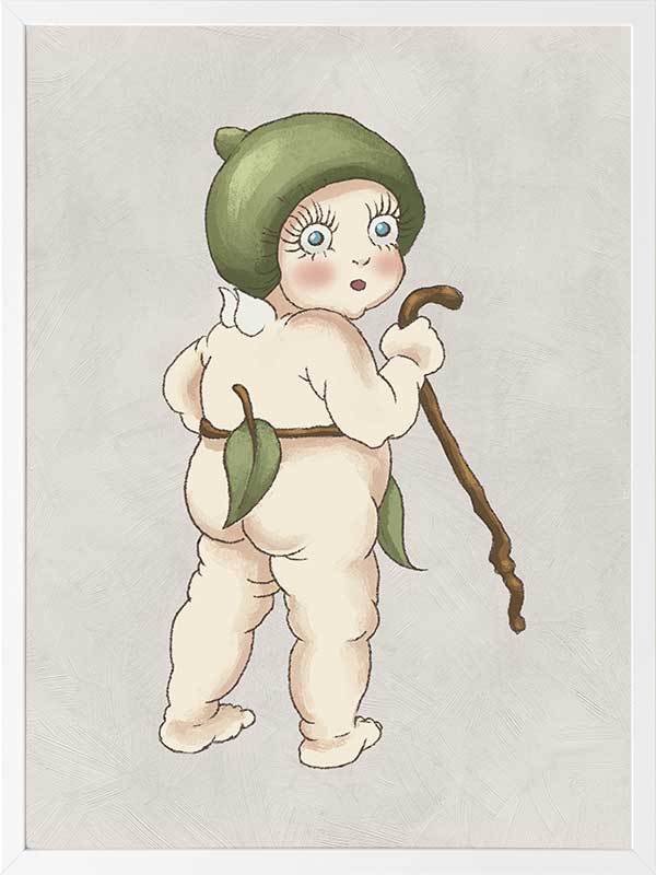 Gumnut Baby II Grey Framed Art Print