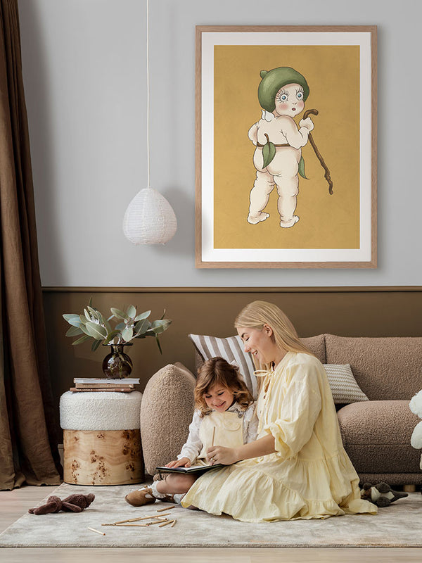 Gumnut Baby II Mustard Framed Art Print | Lifestyle