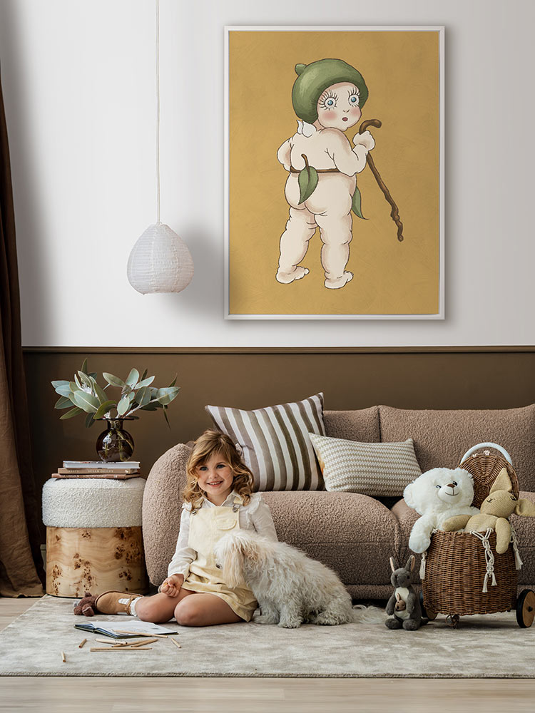 Gumnut Baby II Mustard Canvas Art Print | Lifestyle