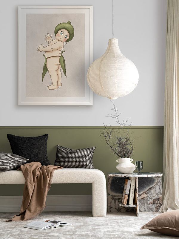 Gumnut Baby III Grey Framed Art Print | Lifestyle