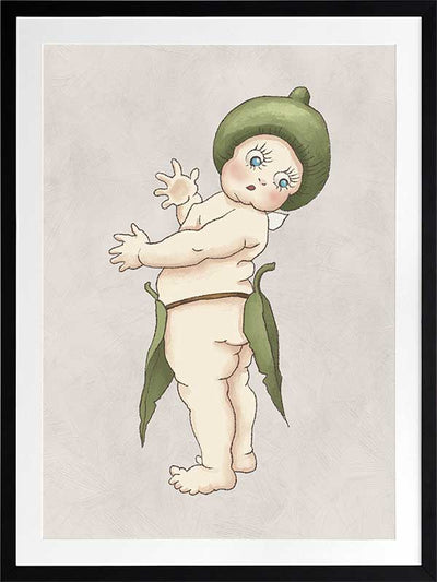 Gumnut Baby III Grey Framed Art Print