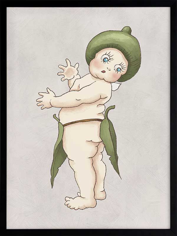 Gumnut Baby III Grey Framed Art Print