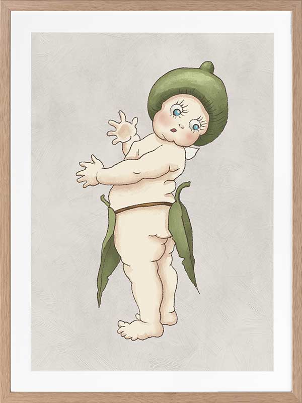 Gumnut Baby III Grey Framed Art Print