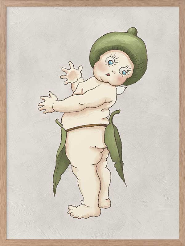 Gumnut Baby III Grey Framed Art Print