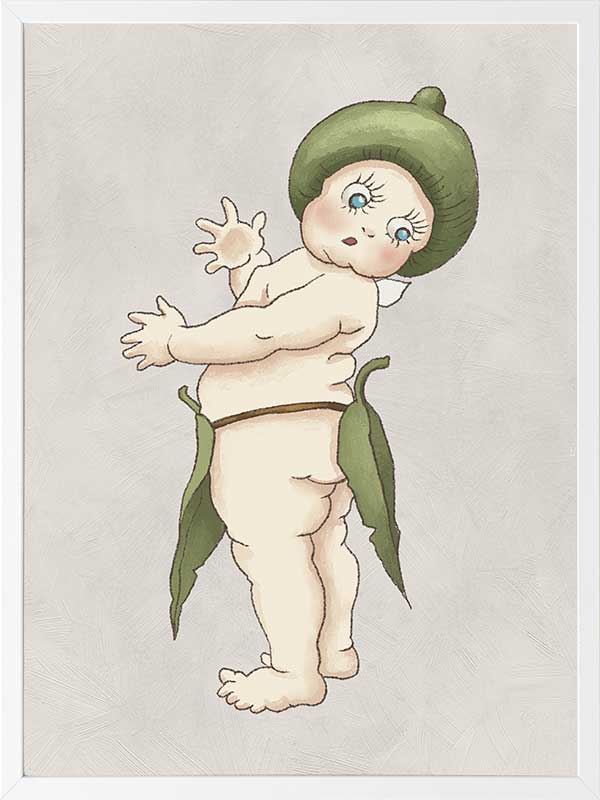 Gumnut Baby III Grey Framed Art Print