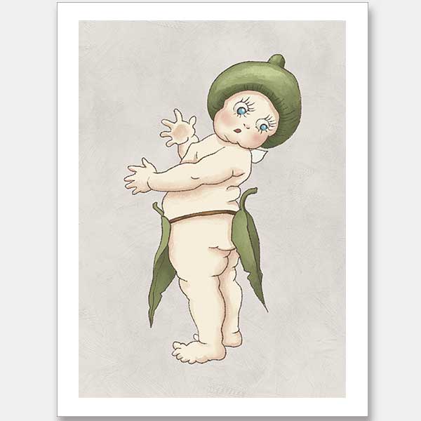 Gumnut Baby III Grey Unframed Art Print