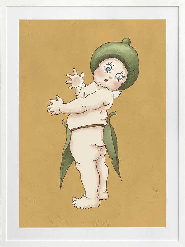 Gumnut Baby III Mustard Framed Art Print