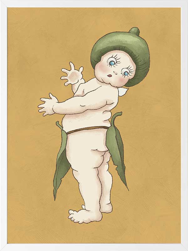 Gumnut Baby III Mustard Framed Art Print
