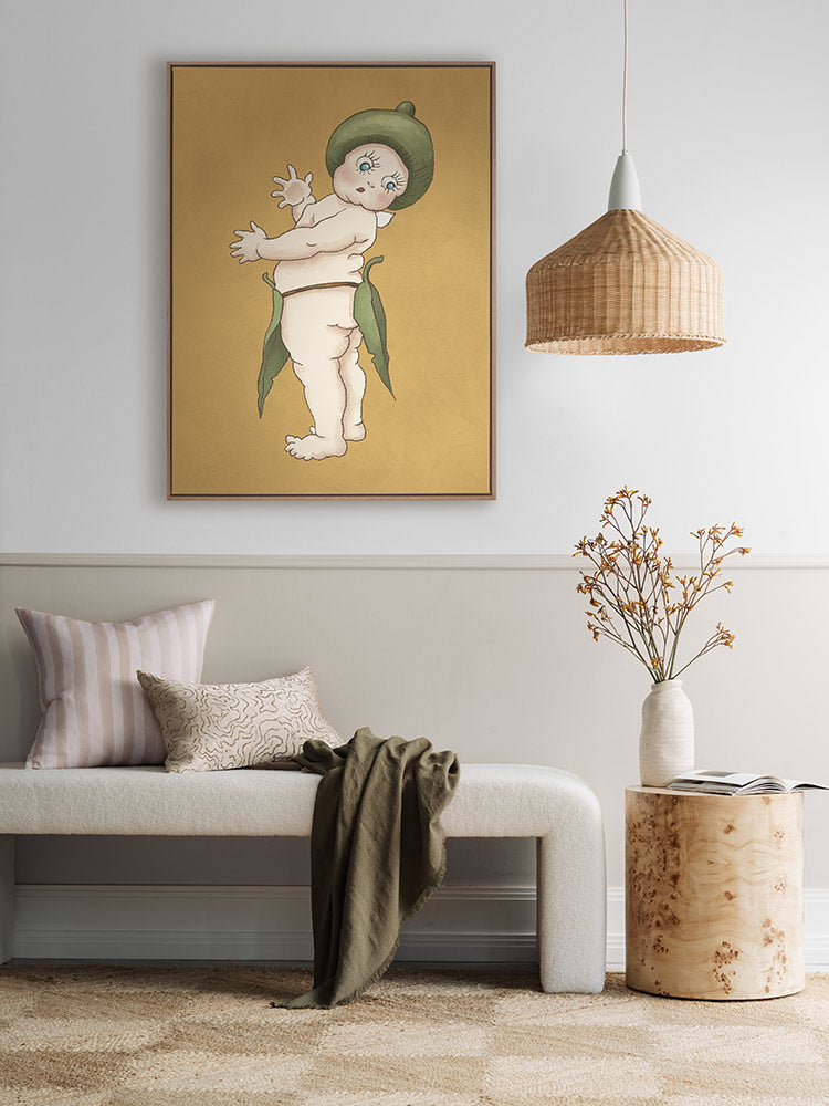 Gumnut Baby III Mustard Canvas Art Print | Lifestyle