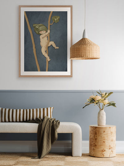 Gumnut Adventures I Blue Framed Art Print | Lifestyle